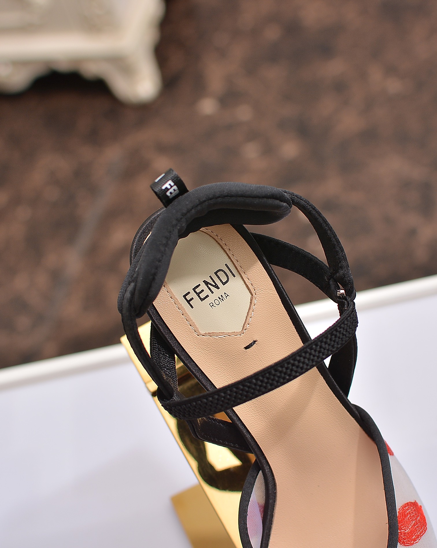 Fábrica de la nueva Fendi zapatos de tacón alto 8,5 cm / tacón medio 5,5 cm en punta tela: multicolo