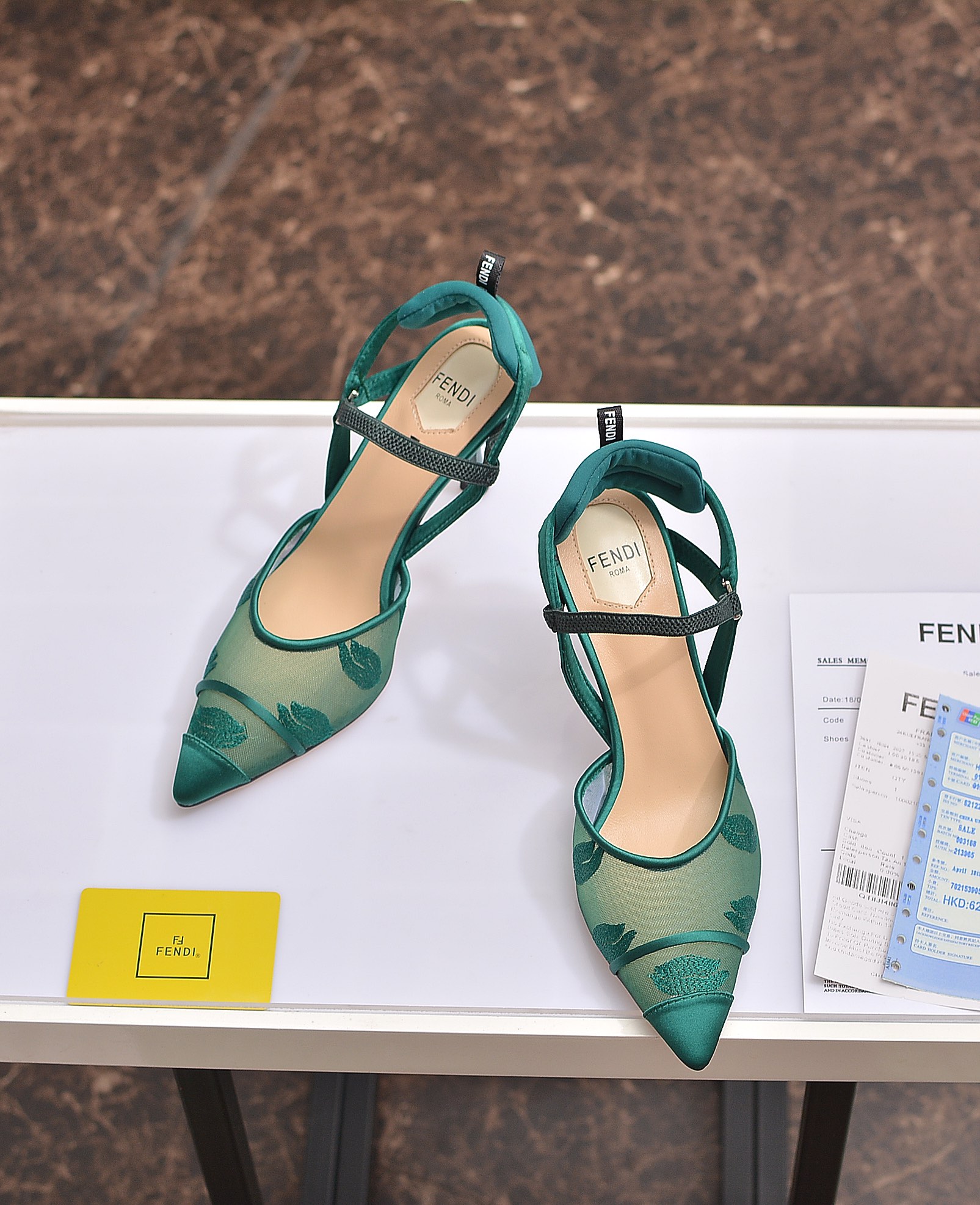 Fábrica de la nueva Fendi zapatos de tacón alto 8,5 cm / tacón medio 5,5 cm en punta tela: multicolo