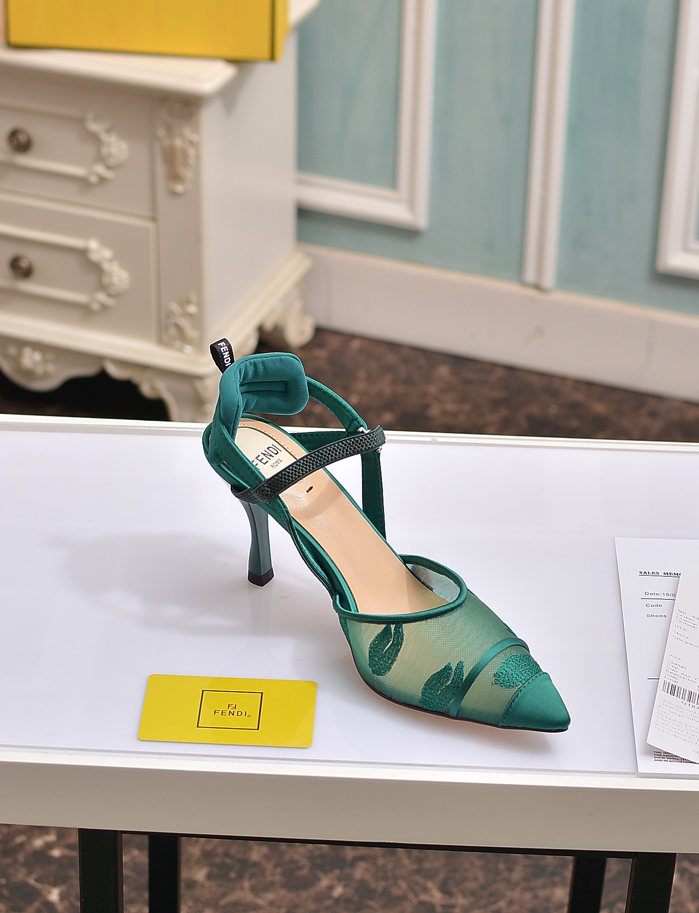 Fábrica de la nueva Fendi zapatos de tacón alto 8,5 cm / tacón medio 5,5 cm en punta tela: multicolo