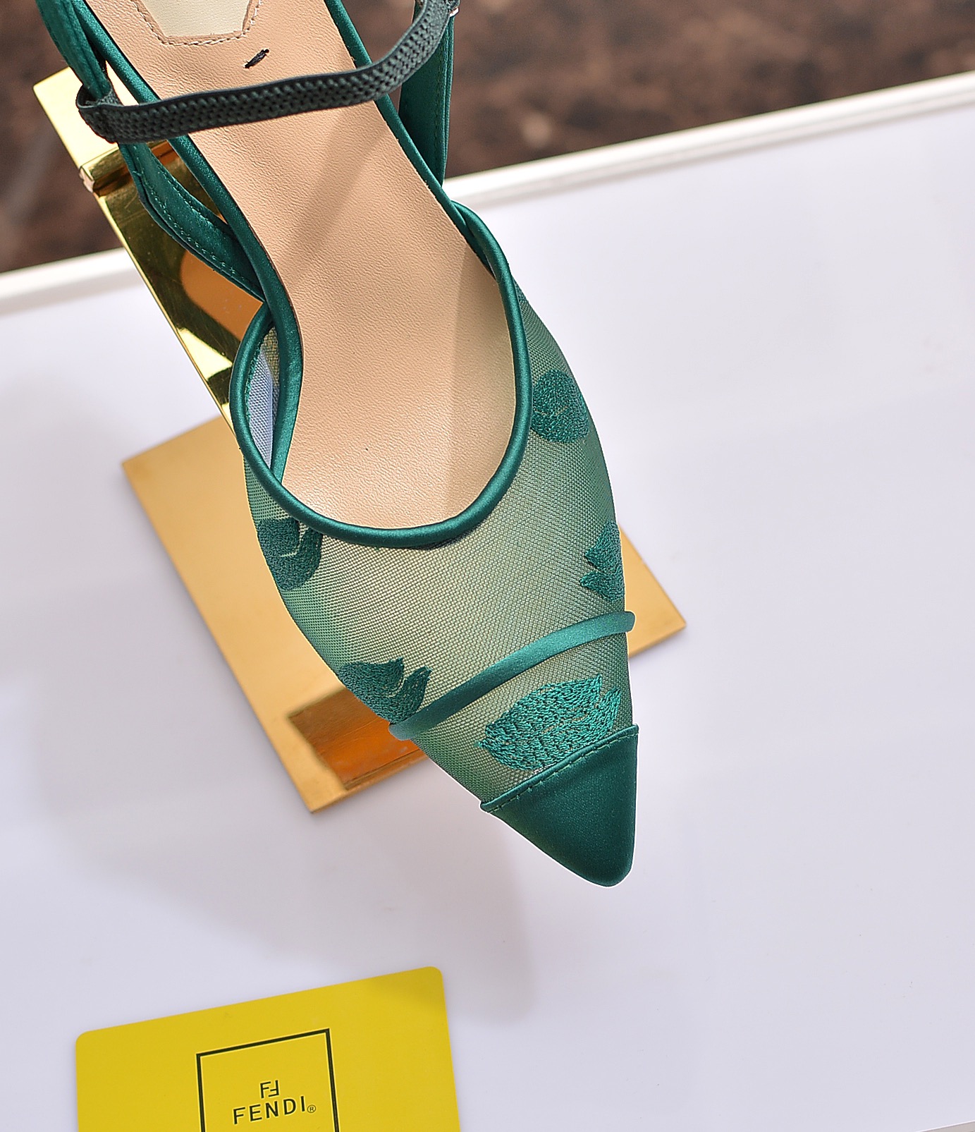 Fábrica de la nueva Fendi zapatos de tacón alto 8,5 cm / tacón medio 5,5 cm en punta tela: multicolo