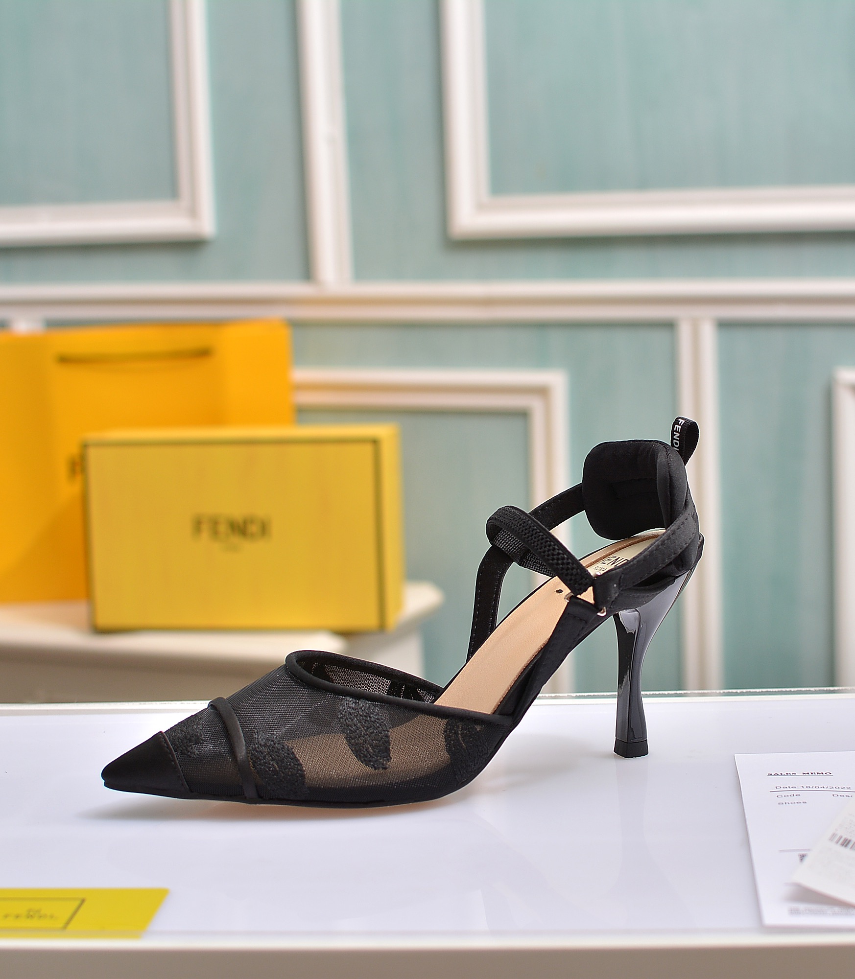 Fábrica de la nueva Fendi zapatos de tacón alto 8,5 cm / tacón medio 5,5 cm en punta tela: multicolo
