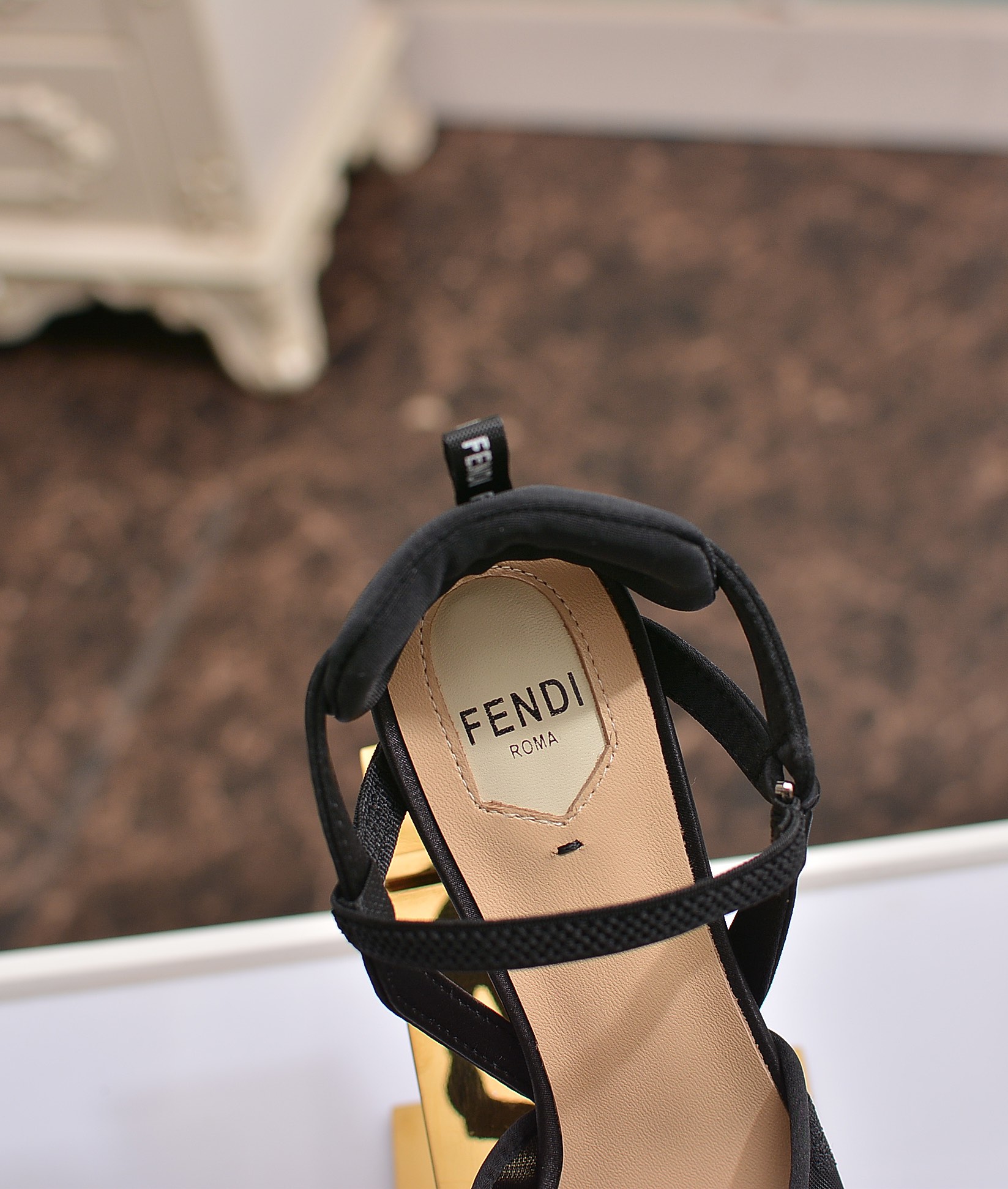 Fábrica de la nueva Fendi zapatos de tacón alto 8,5 cm / tacón medio 5,5 cm en punta tela: multicolo