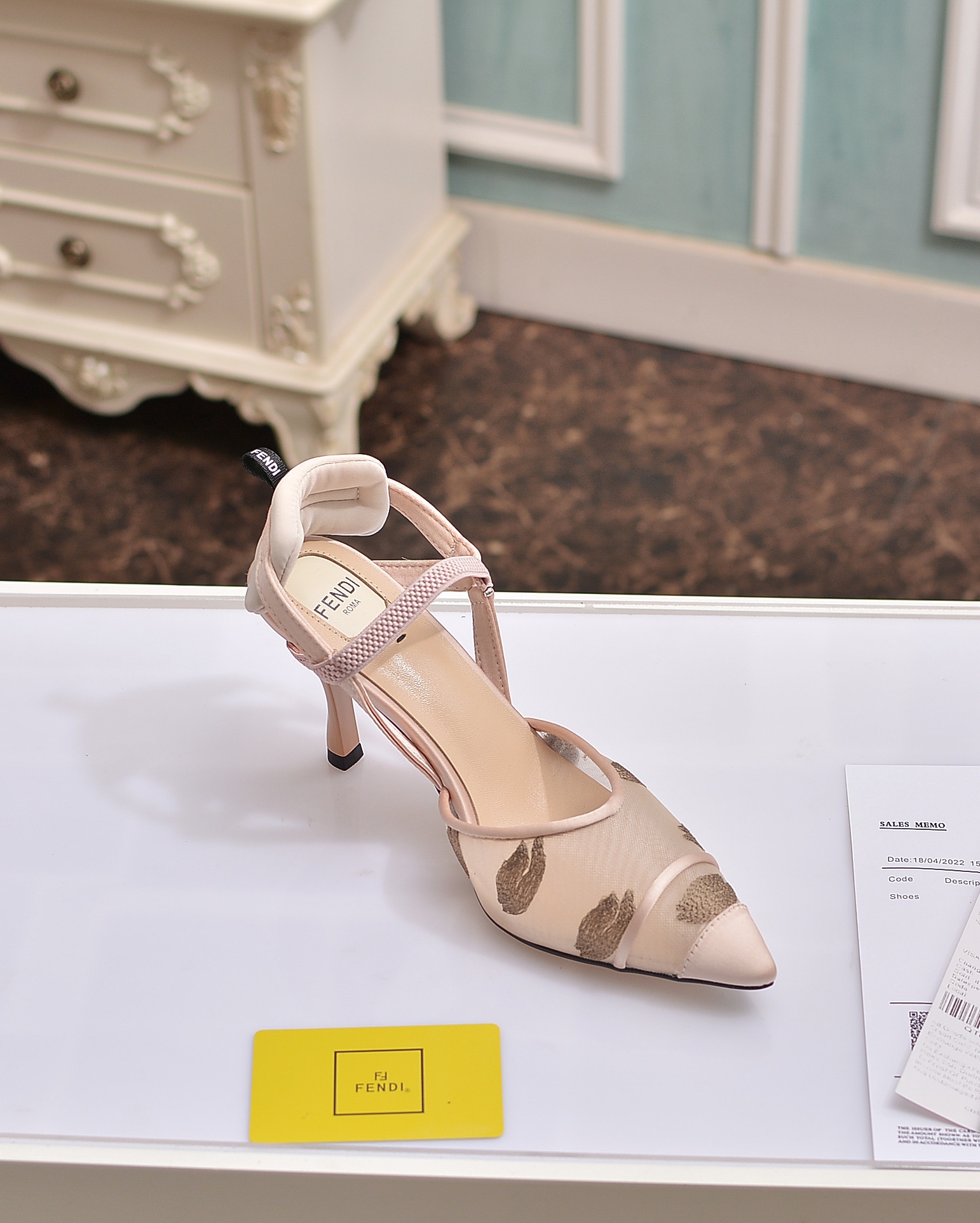 Fábrica de la nueva Fendi zapatos de tacón alto 8,5 cm / tacón medio 5,5 cm en punta tela: multicolo