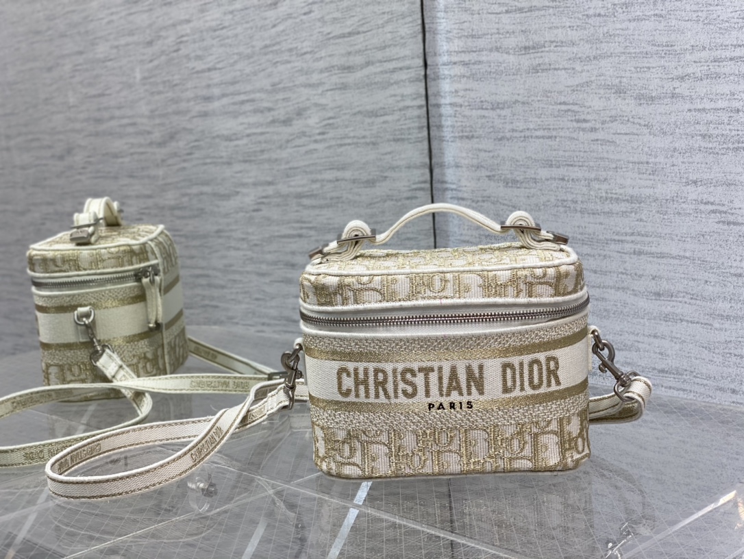 DIOR Makeup Bag Embroidered Handheld Crossbody