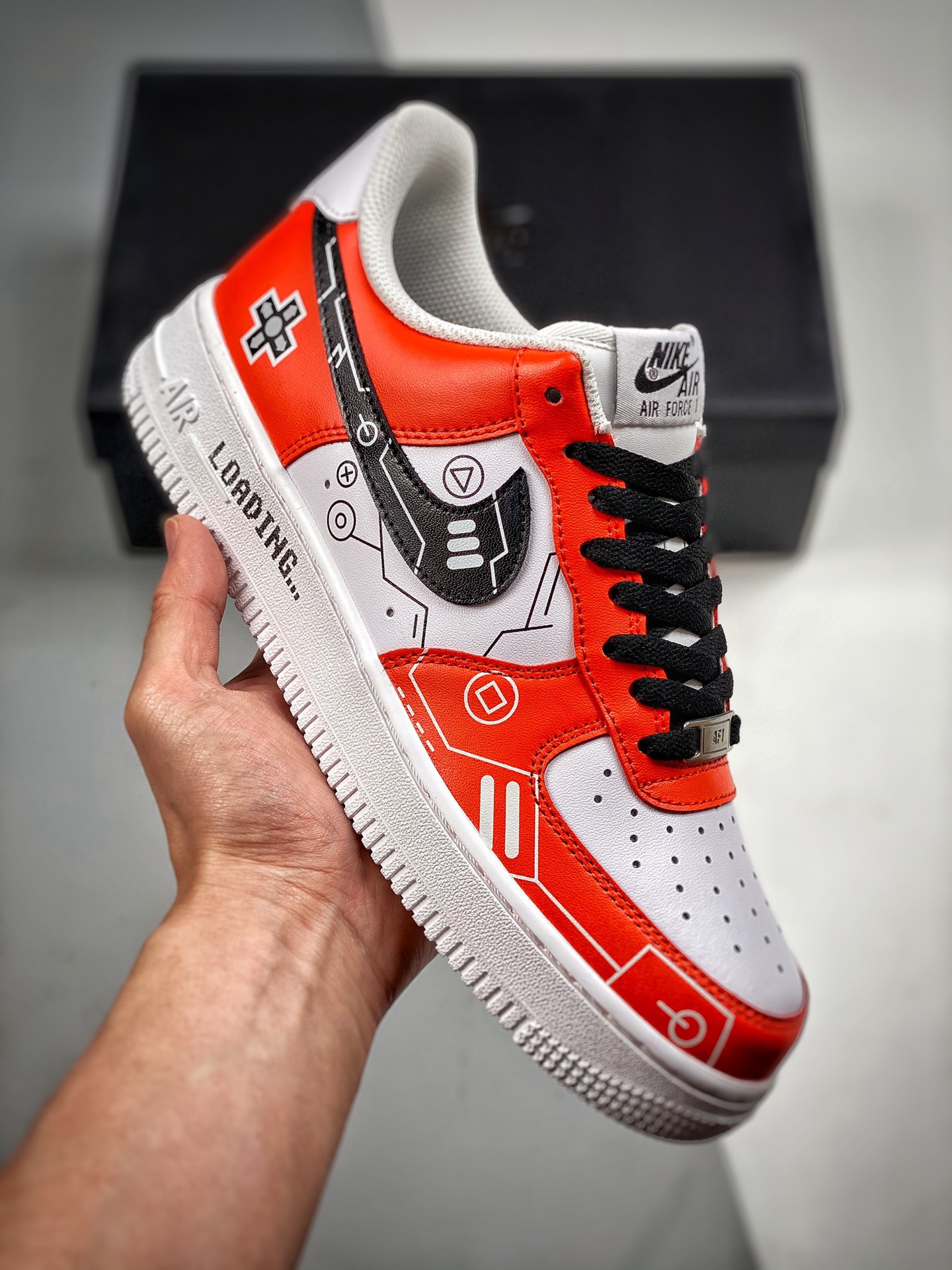 -3 Nike Air Force 1 Low '07 blanco, rojo y negro, zapatillas casuales de caña baja Air Force One, cuero personalizado, …