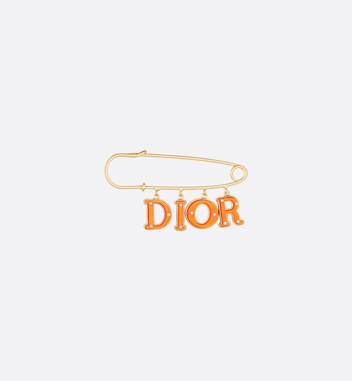 Dior Jewelry Brooch Gold Orange Resin Fashion