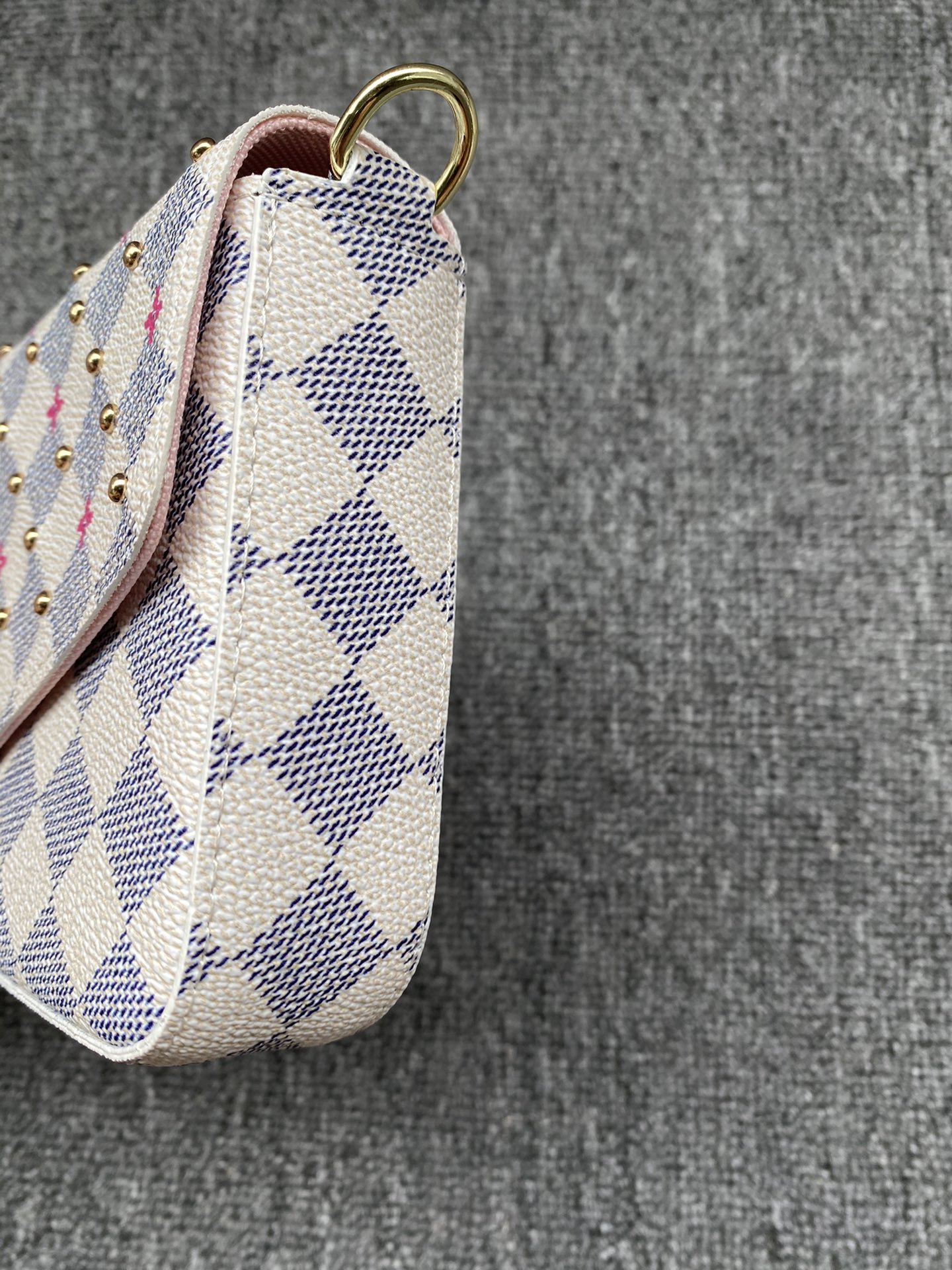 Open view of the leather chain wallet with contents