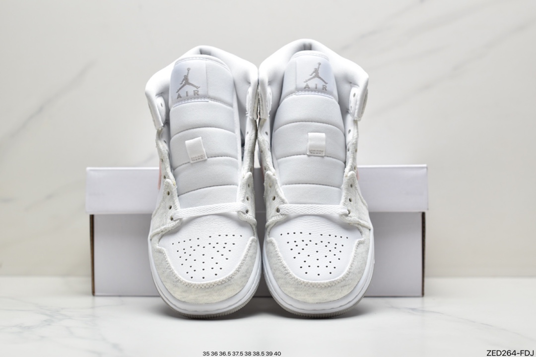 260 乔丹Air Jordan 1 Mid 白灰粉 以白色皮革为基础 DN4045-001