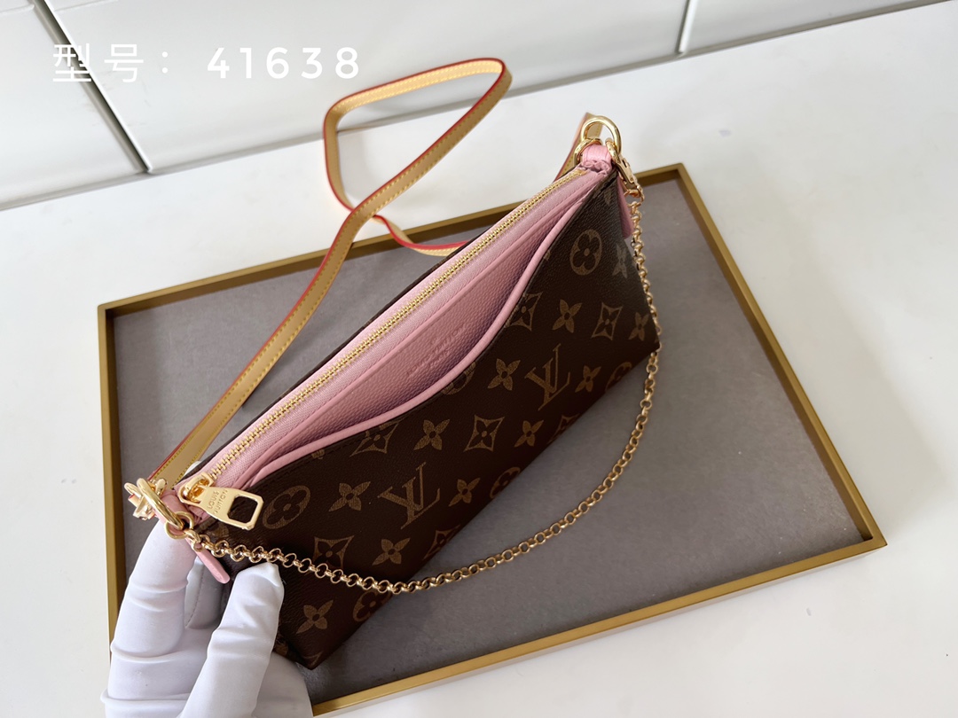 顶级💎独家实拍  全黄皮 好品质 口碑超赞 实拍 M41638 PALLAS CLUTH 手袋 Monogram帆布多功能包袋 4
