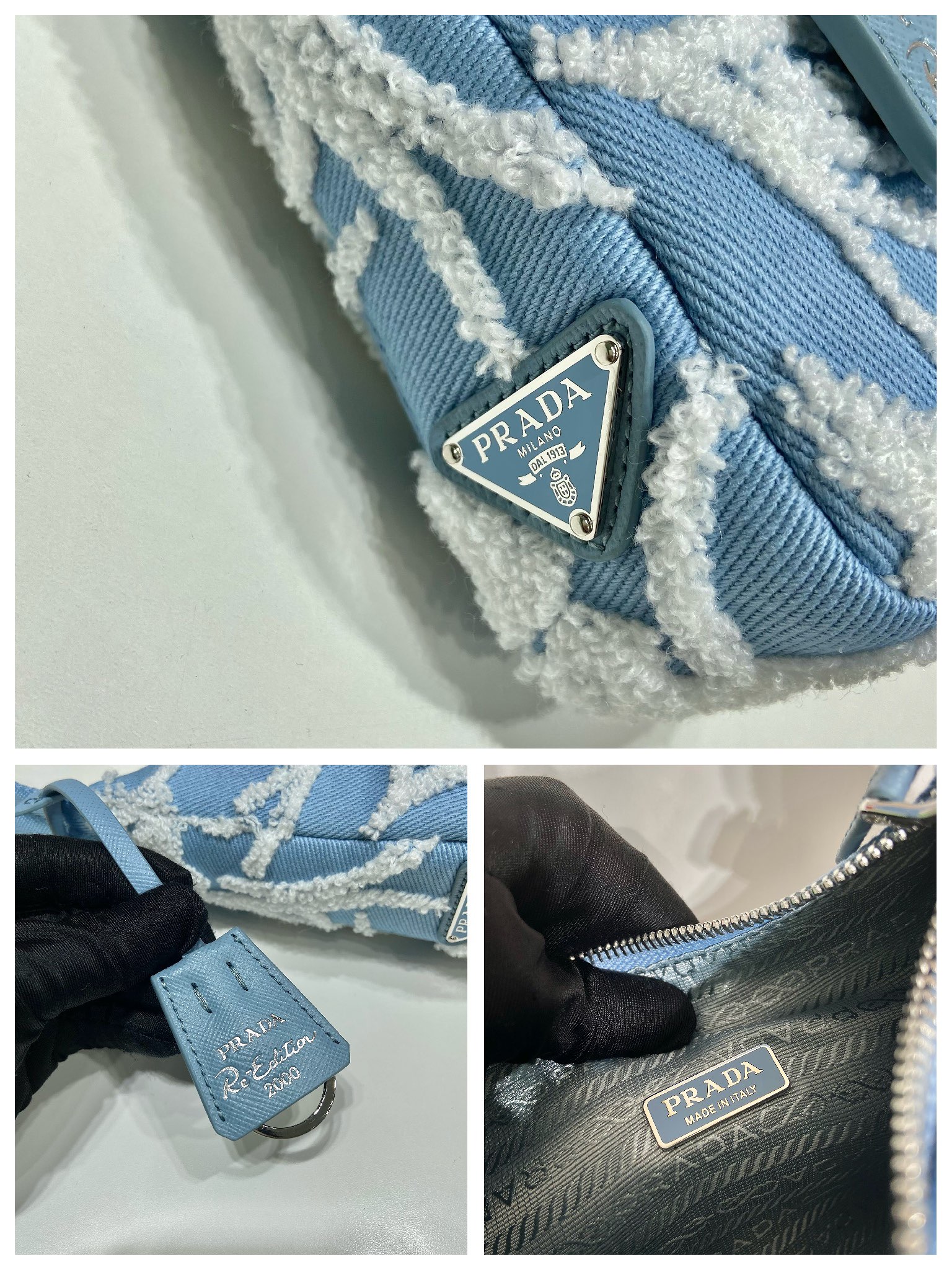 PRADA普拉达花卉刺绣Hobo迷你手袋1NE515