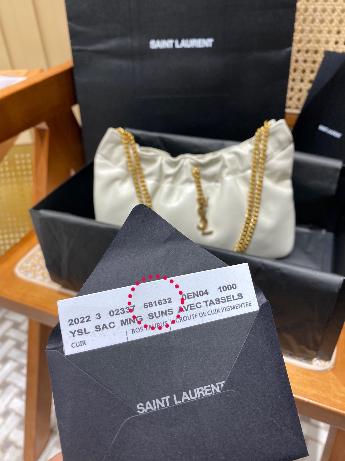 Saint laurent Ysl 专柜新款云朵型腋下链条包681632白色金扣名媛网