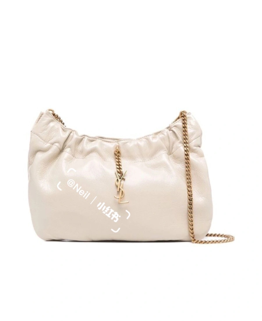 Saint laurent Ysl 专柜新款云朵型腋下链条包 681632白色金扣