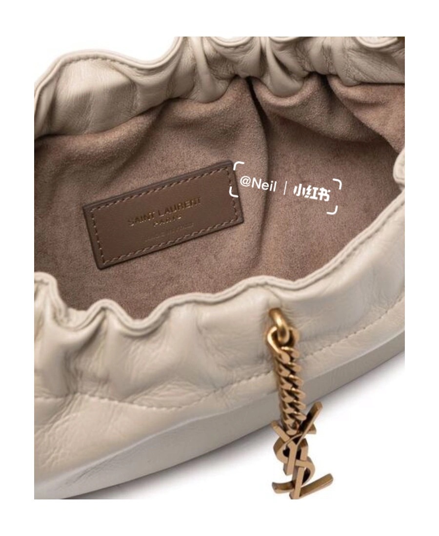 Saint laurent Ysl 专柜新款云朵型腋下链条包 681632白色金扣