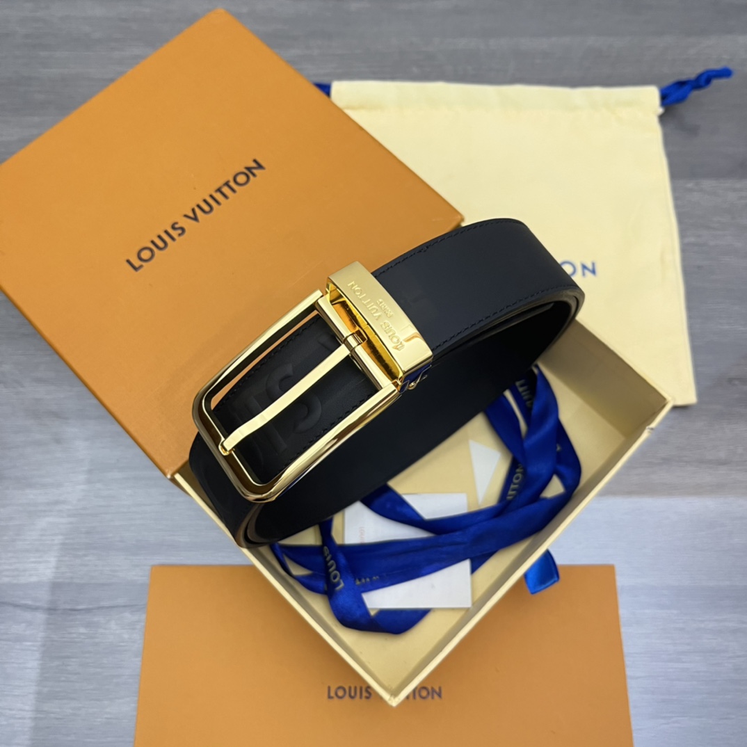 I5  Louis vuitton 路易威登 LV   皮带腰带：双面使用专柜质量、百分百头层牛皮、24k纯钢扣、送人自用首选、保证真皮 包装：请认准图片专柜包装、送打孔器 全套包装 宽度：3.5 cm 长度：国标cm-cm 不可以自行裁剪长度