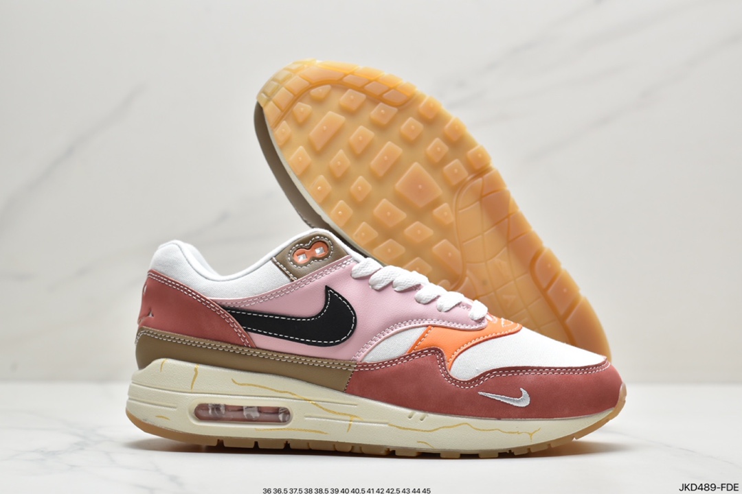 160 品牌Patta x Nike Air Max 1 黑白灰 初代复古气垫百搭休闲运动慢跑鞋DR9773-300