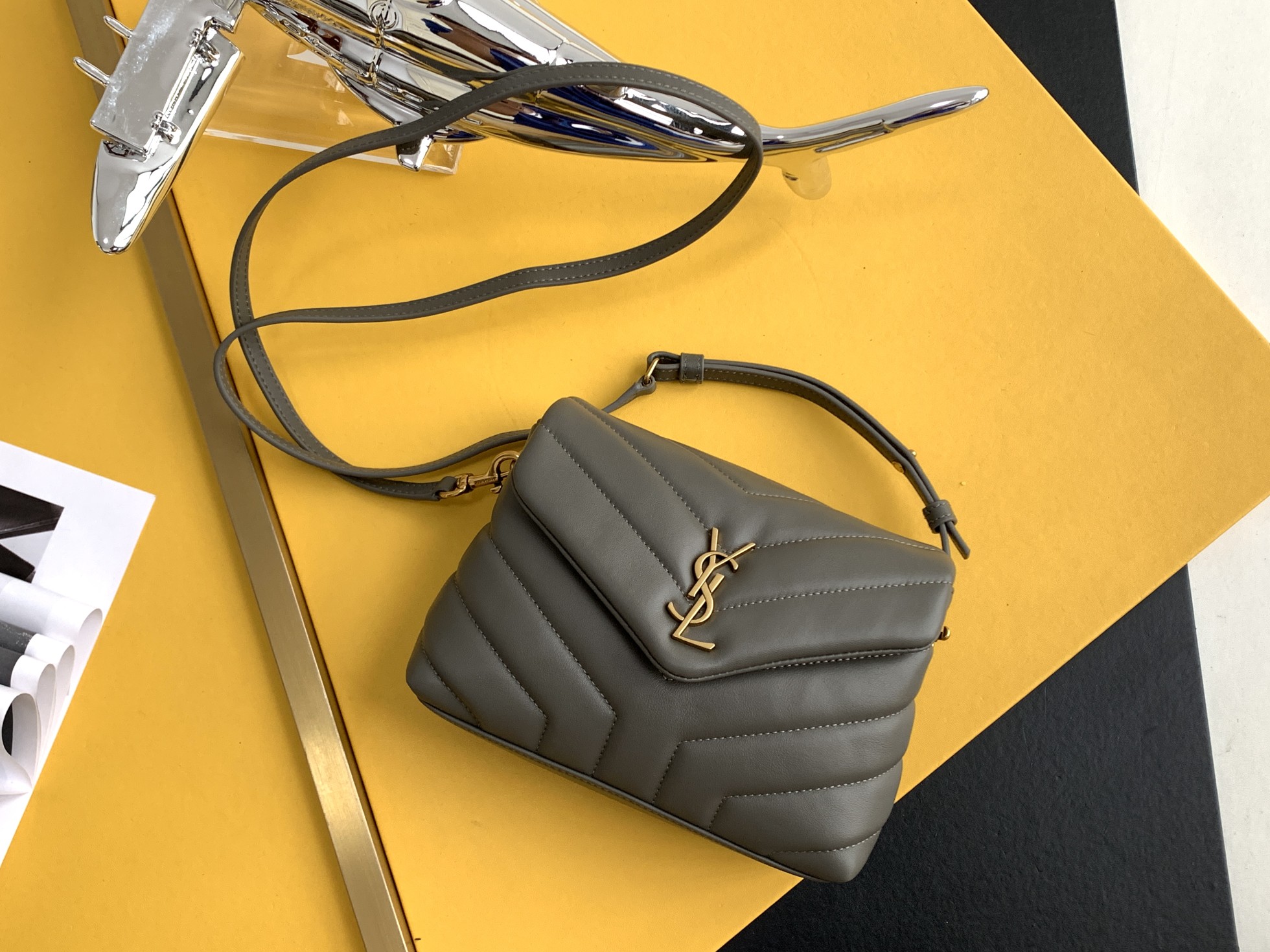 YSL Crossbody Bag Front Flap Adjustable Strap Calfskin