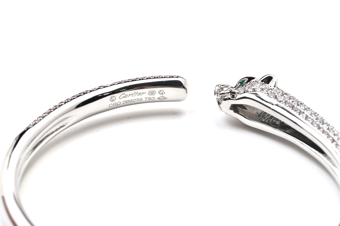 Cartier Cartier 高级珠宝系列 CNC手镶钻卡地亚细版半钻豹子手镯 均码17 超厚实 超霸气豹