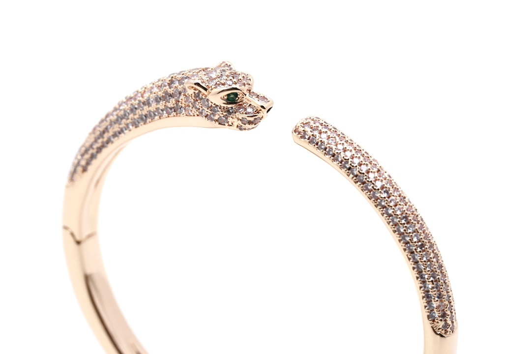 Cartier Cartier 高级珠宝系列 CNC手镶钻卡地亚细版半钻豹子手镯 均码17 超厚实 超霸气豹