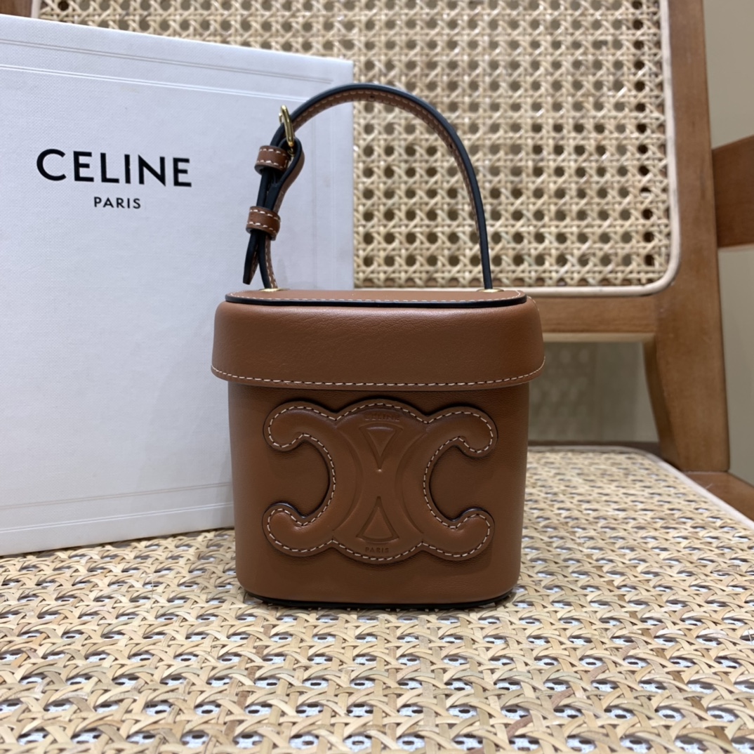 CELINE SMALL BOX CUIR TRIOMPHE 11CM BAG 199263焦糖色