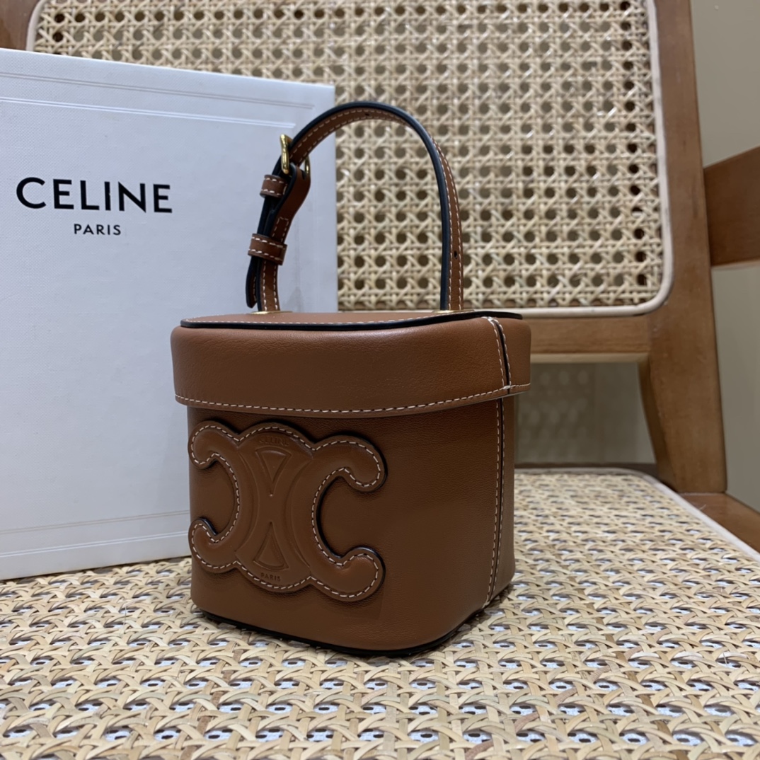 CELINE SMALL BOX CUIR TRIOMPHE 11CM BAG 199263焦糖色