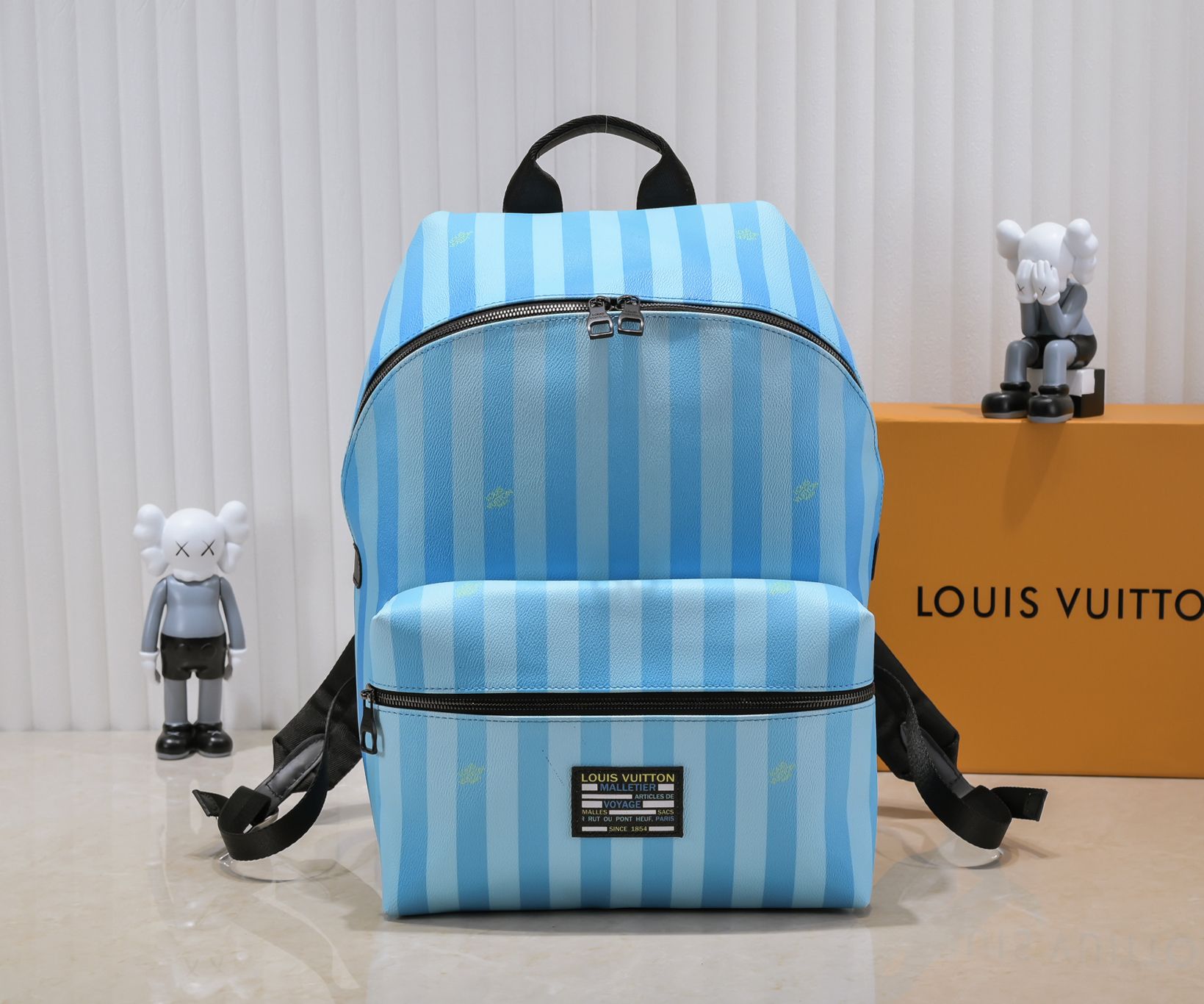 Louis Vuitton LV Discovery Bags Backpack Blue Canvas Cowhide Fabric