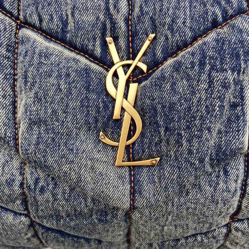 Saint Laurent 牛仔布搭配土黄磨砂肩带