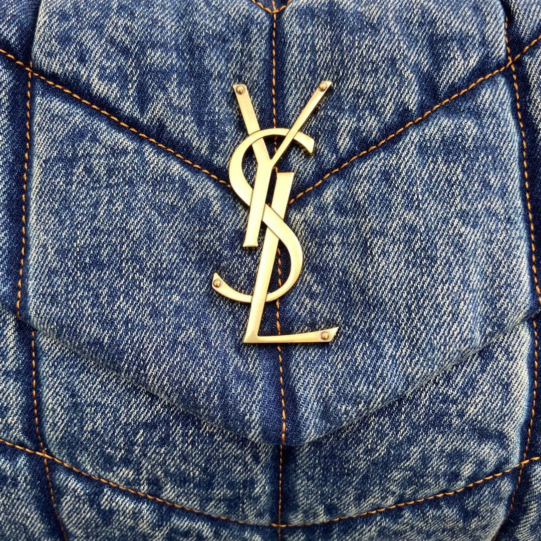 Saint Laurent 牛仔布搭配土黄磨砂肩带