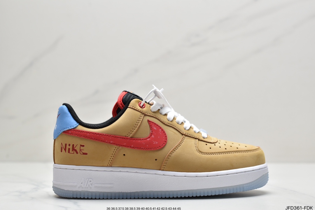170 耐克Air Force 1 Nike Low 麦黄涂鸦原楦头原纸板 DQ7628