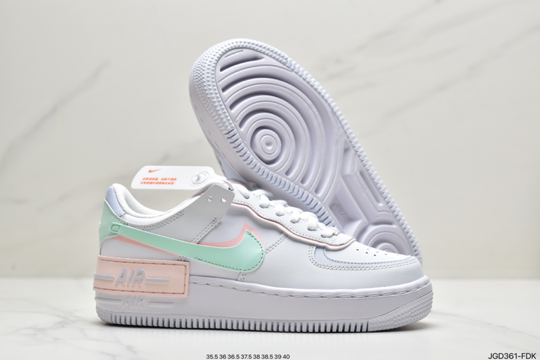 180 耐克Nike WMNS Air Force 1 Shadow 马卡龙空军一号轻量增高低帮百搭板鞋CI0919-102