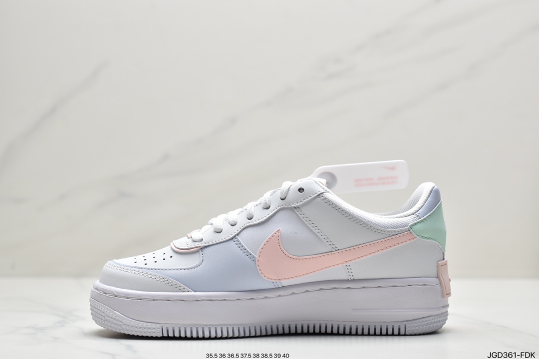 180 耐克Nike WMNS Air Force 1 Shadow 马卡龙空军一号轻量增高低帮百搭板鞋CI0919-102