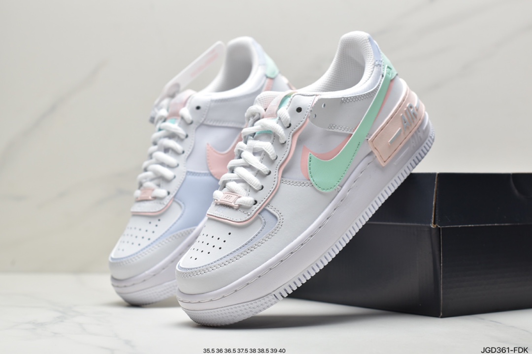 180 耐克Nike WMNS Air Force 1 Shadow 马卡龙空军一号轻量增高低帮百搭板鞋CI0919-102