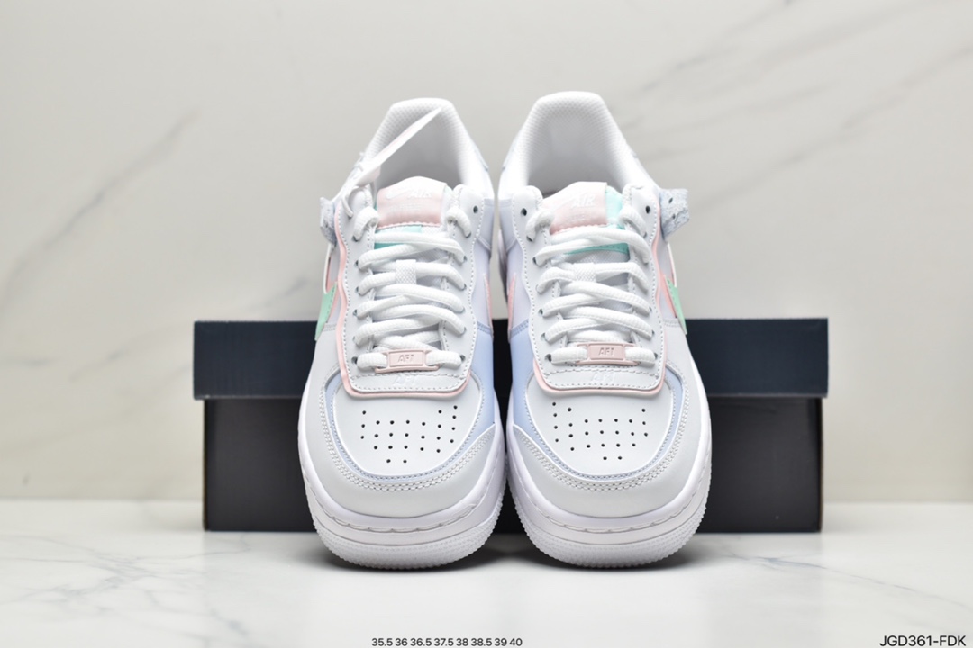 180 耐克Nike WMNS Air Force 1 Shadow 马卡龙空军一号轻量增高低帮百搭板鞋CI0919-102