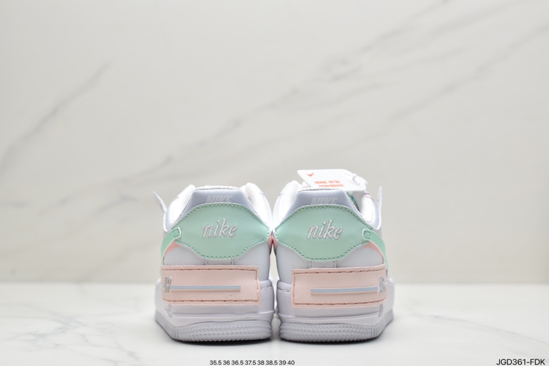 180 耐克Nike WMNS Air Force 1 Shadow 马卡龙空军一号轻量增高低帮百搭板鞋CI0919-102