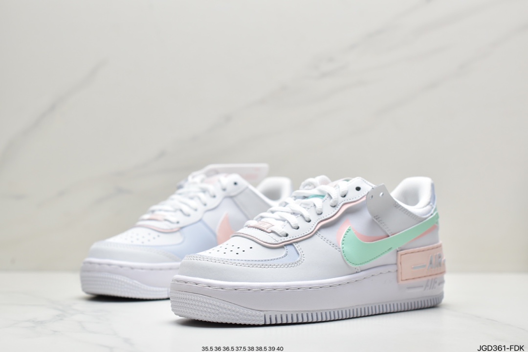 180 耐克Nike WMNS Air Force 1 Shadow 马卡龙空军一号轻量增高低帮百搭板鞋CI0919-102