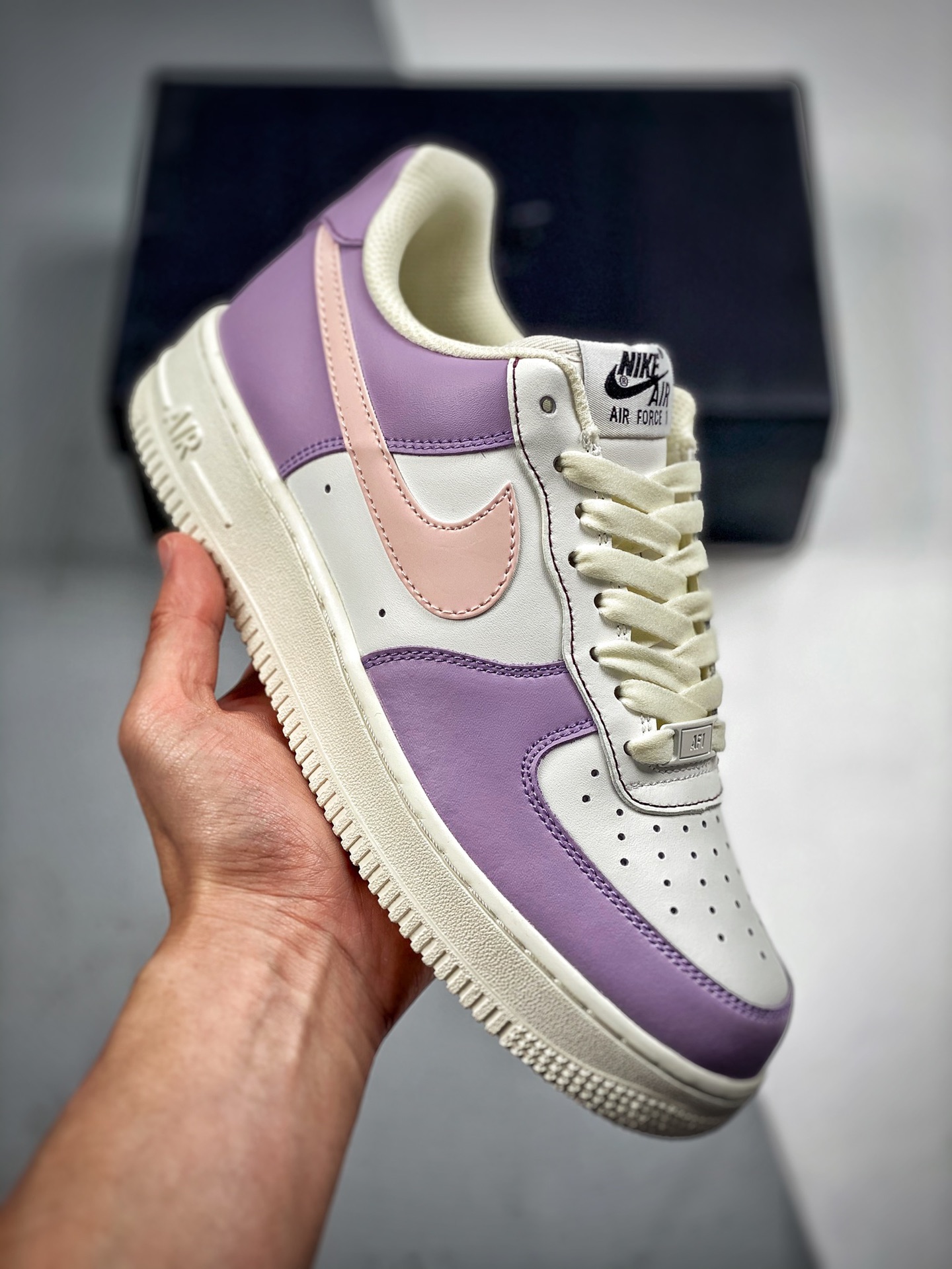 -3 Nike Air Force 1 Low'07 Rosa púrpura Fuerza Aérea Uno de caña baja zapatillas casuales Cuero personalizado Horma ori…