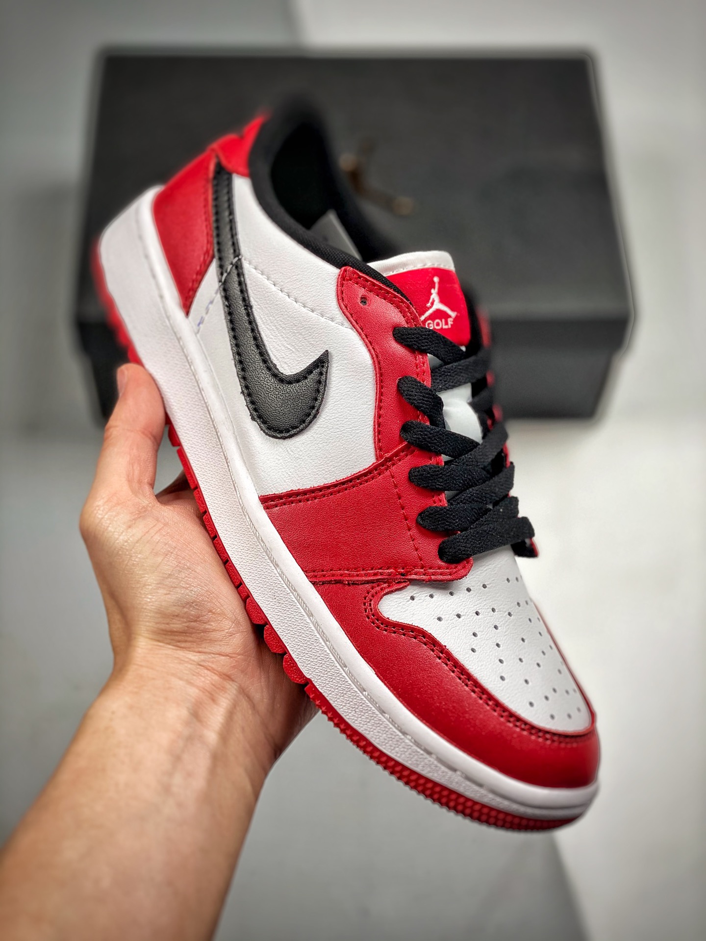 -4 Air Jordan 1 Low dedo rojo, zapatilla casual de caña baja AJ1, color oficial sincronizado, única en el mercado con c…