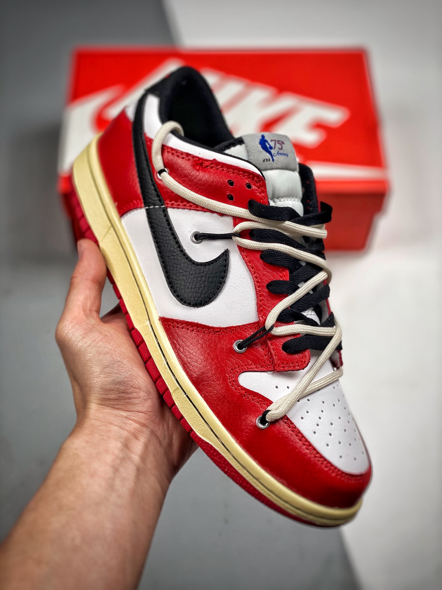 -2 Nk Dunk SB Low negro y rojo deconstruido, materiales de primera capa originales, estilo exclusivo, procesamiento por…
