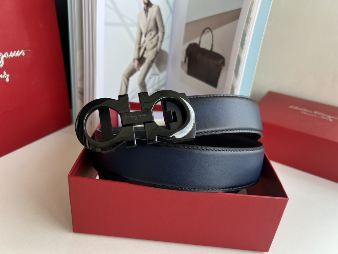 Ferragamo菲拉格慕   8字款金属扣自动款男士3.5cm腰带