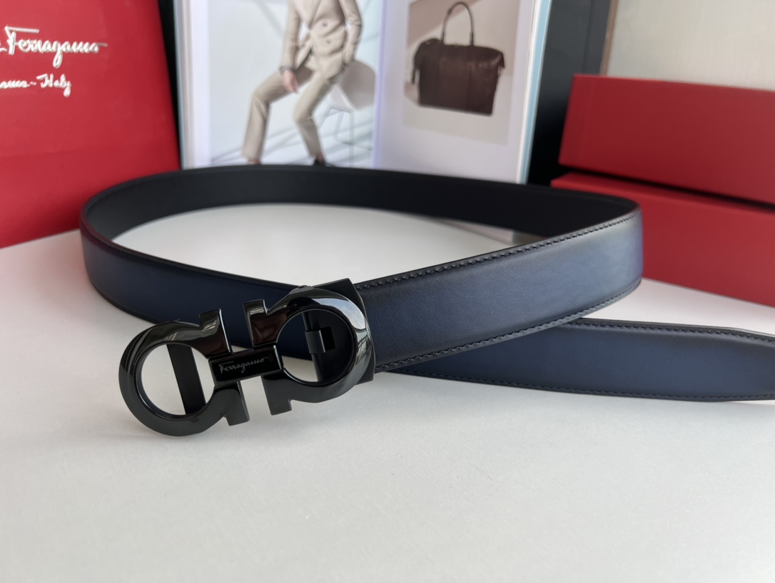 Ferragamo菲拉格慕   8字款金属扣自动款男士3.5cm腰带