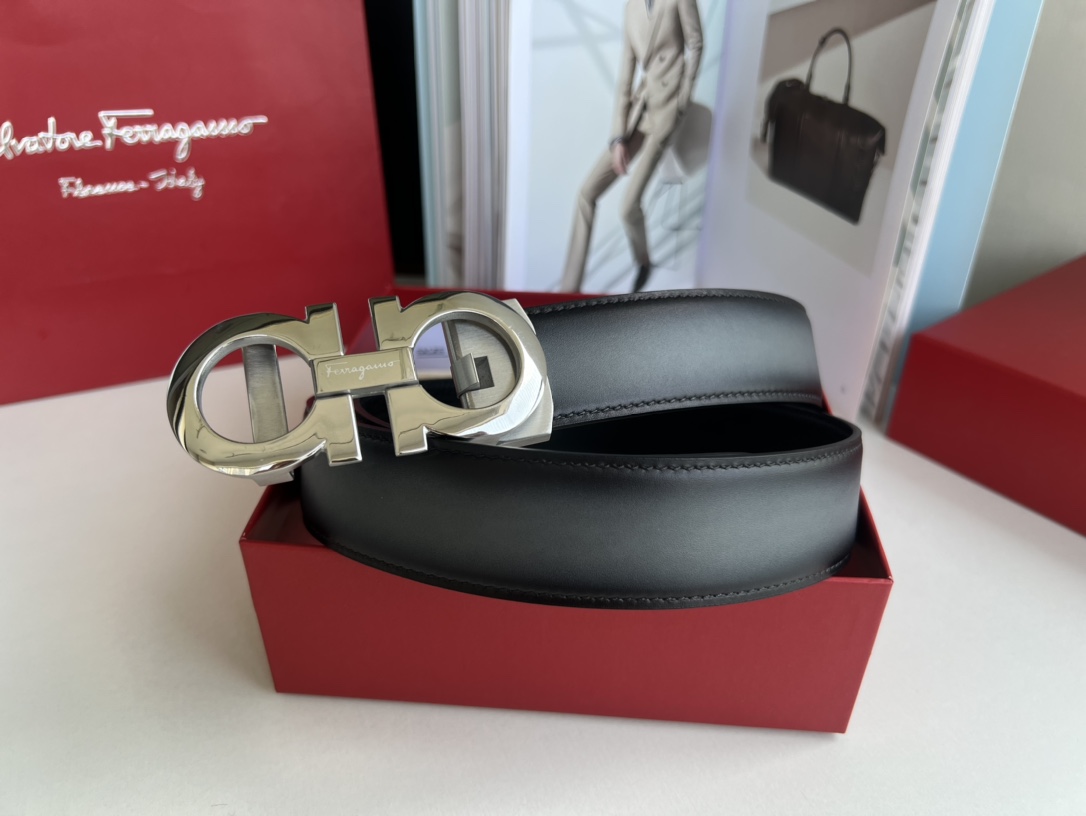 Ferragamo菲拉格慕   8字款金属扣自动款男士3.5cm腰带