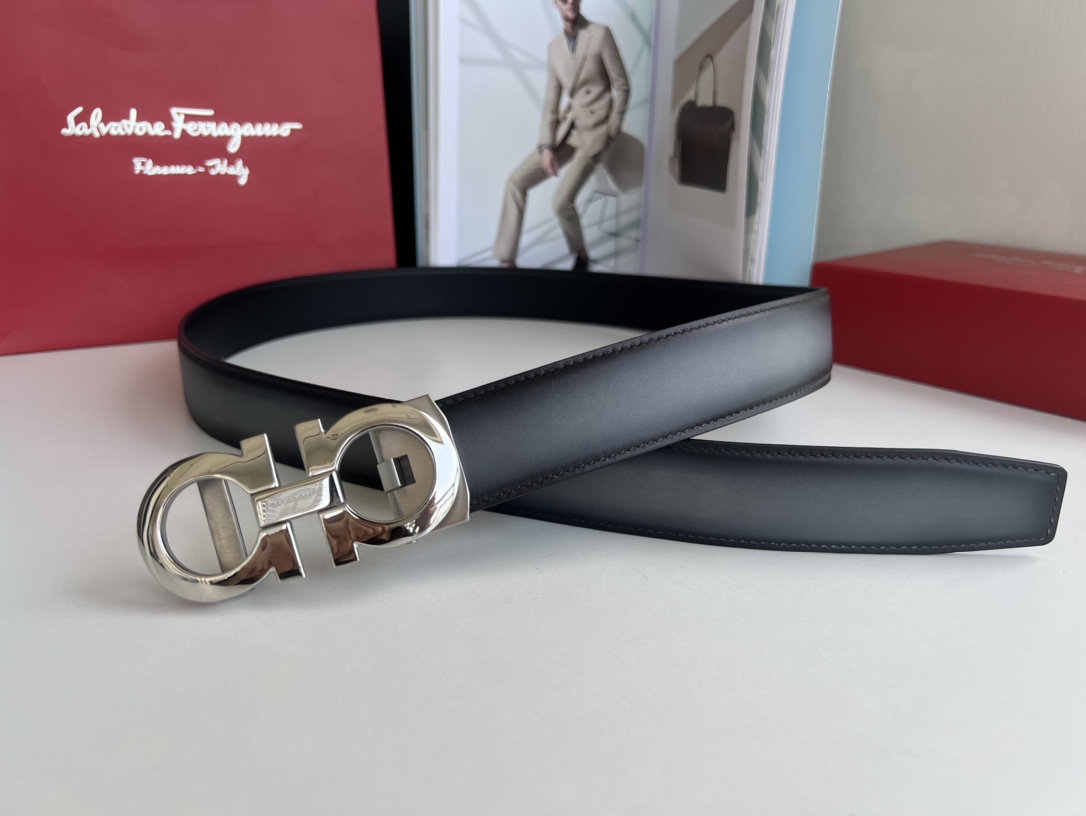Ferragamo菲拉格慕   8字款金属扣自动款男士3.5cm腰带