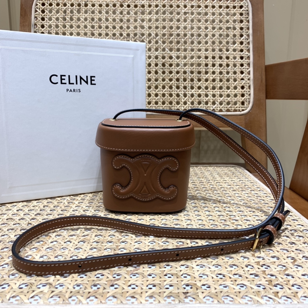 CELINE SMALL BOX CUIR TRIOMPHE 11CM BAG 199263焦糖色