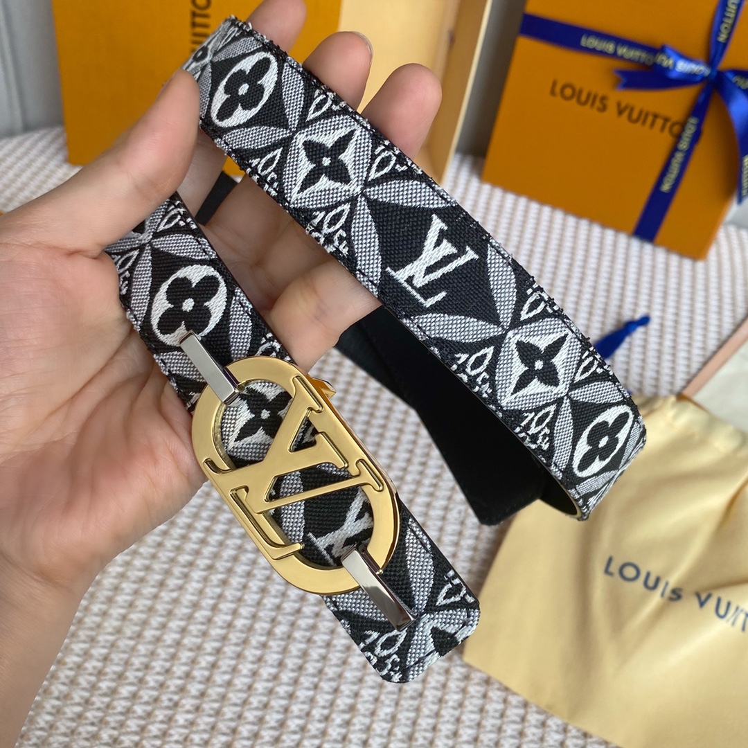 Louis Vuitton Belts Gold Women Canvas