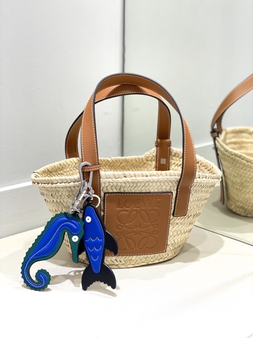 Loewe Small Basket Bag in Raffia and Calfskin - Perfect Summer Accessory 1 Loewe Small Basket Bag in Raffia and Calfskin - Perfect Summer Accessory