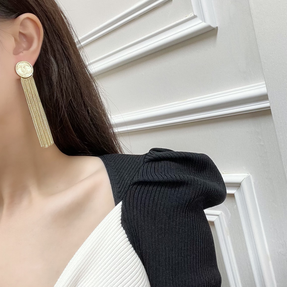 新款☑️CHANEL香奈儿双c流苏耳钉耳环