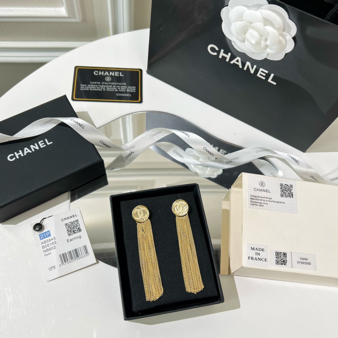 新款☑️CHANEL香奈儿双c流苏耳钉耳环