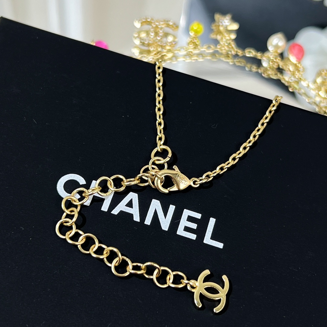 新款☑️CHANEL香奈儿双c流苏彩色珠项链