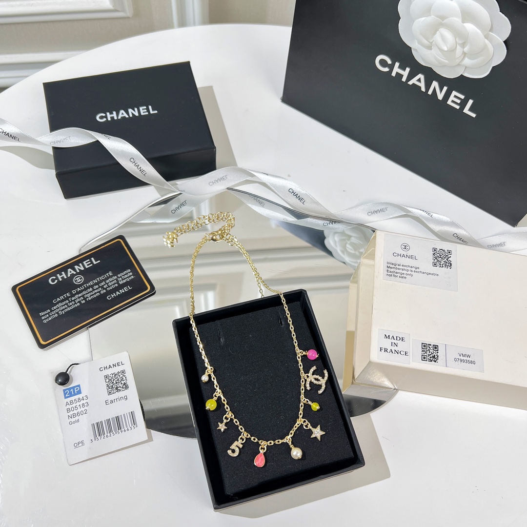 新款☑️CHANEL香奈儿双c流苏彩色珠项链