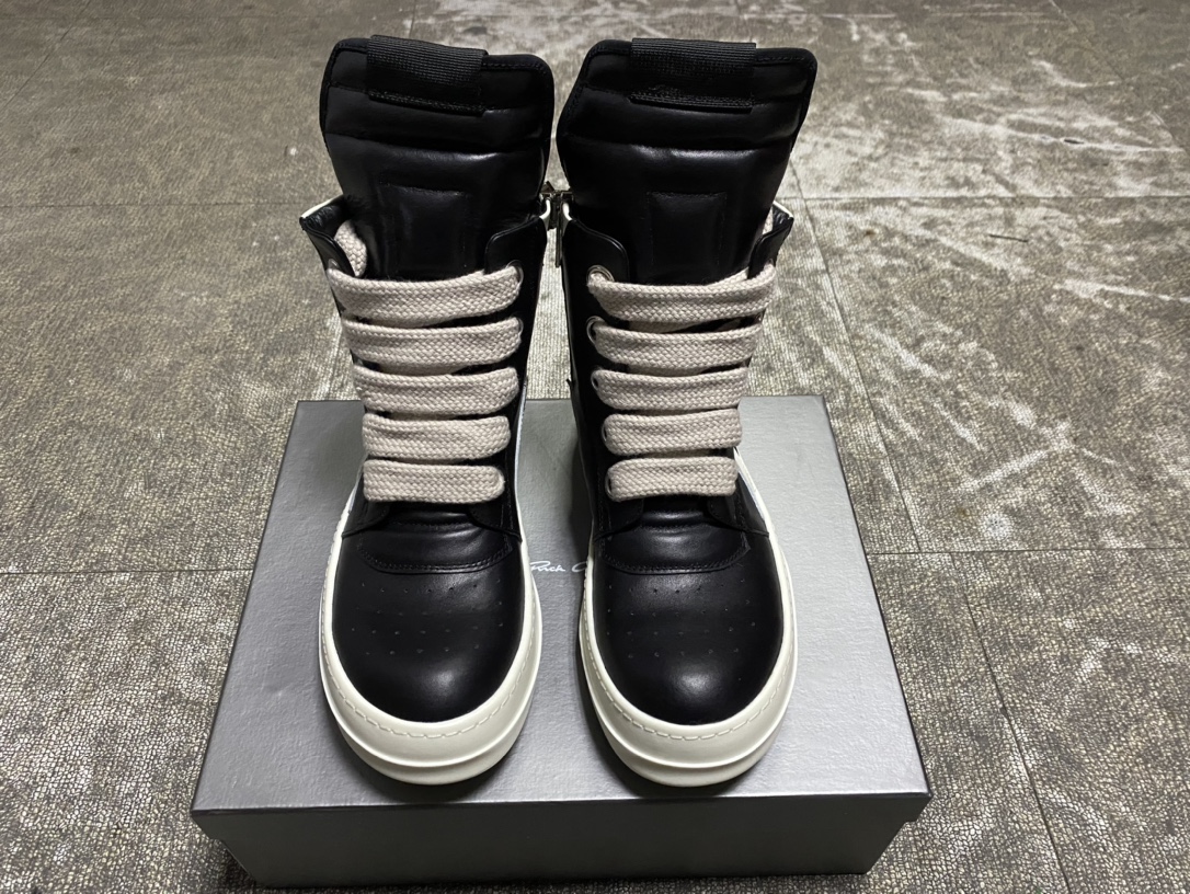 ¡Versión alta de Guangzhou! Línea principal de RICK OWENS, cordones grandes blancos triangulares clásicos de caña alta …