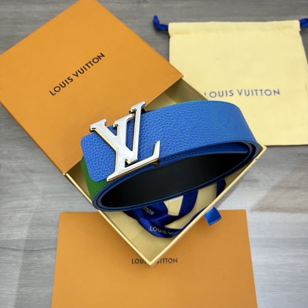I5  Louis vuitton 路易威登 LV   皮带腰带：双面使用专柜质量、百分百头层牛皮、24k纯钢扣、送人自用首选、保证真皮 包装：请认准图片专柜包装、送打孔器 全套包装 宽度：4.0 cm 长度：国标cm-cm 不可以自行裁剪长度